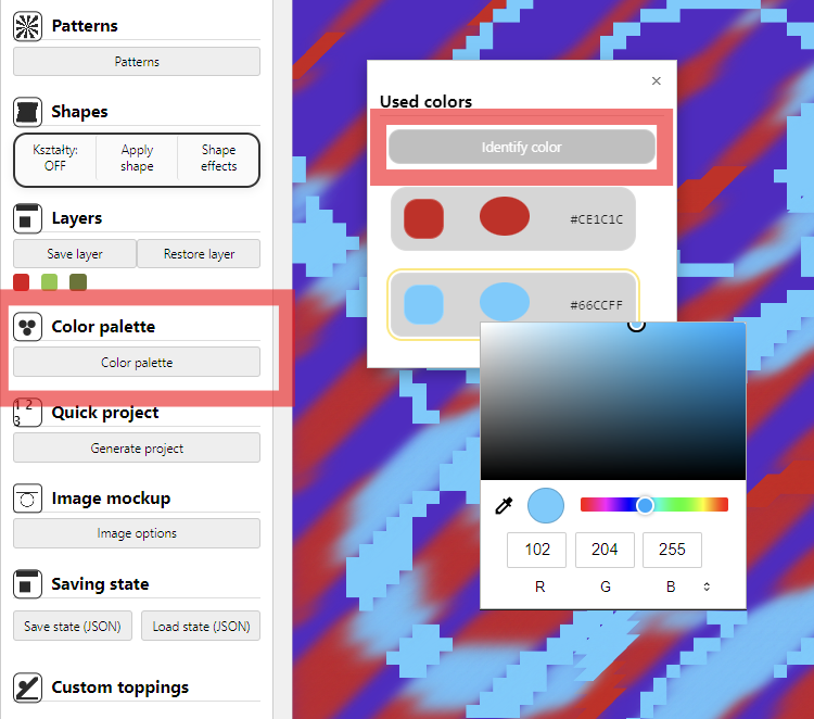 Change colors example