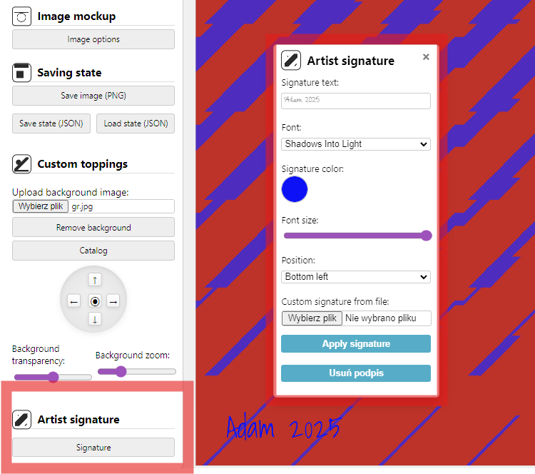 Add signature example